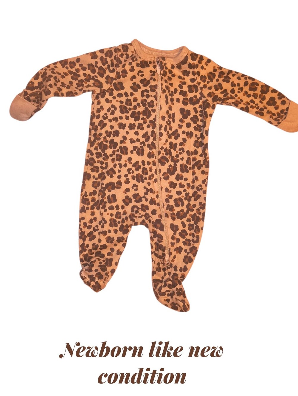 Orange Leopard Print Zip Front Baby One-Piece